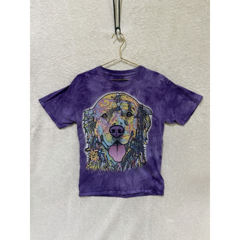 The Mountain Womens Medium Golden Retriever Tie Dye T-Shirt Purple Artsy